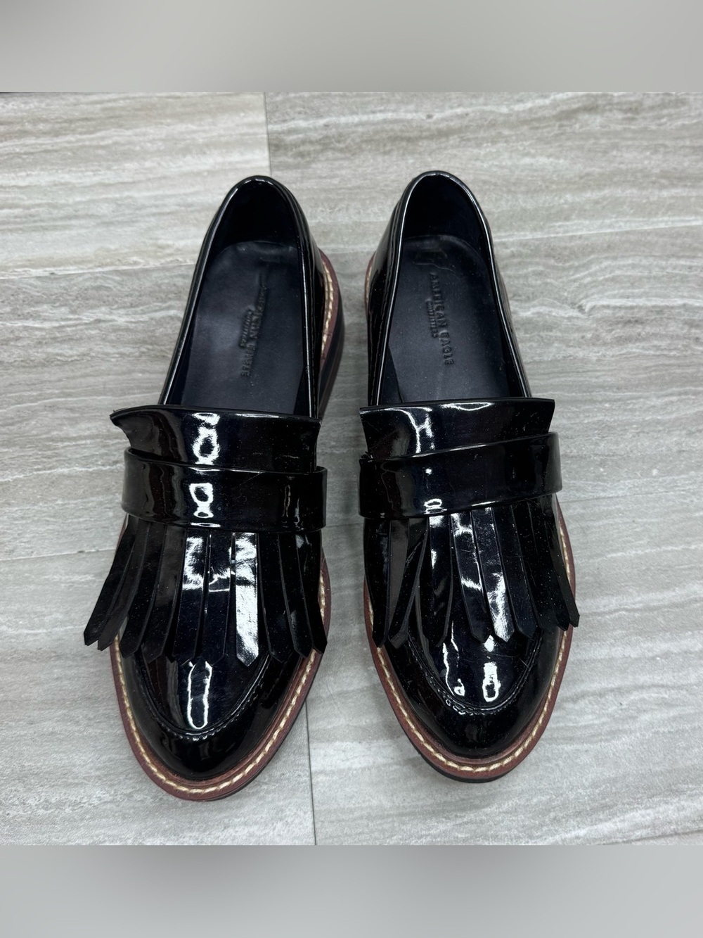 NEW American Eagle Outfitters Black Patent Platform Tassel Loafers Size 6 - Picture 4 of 14